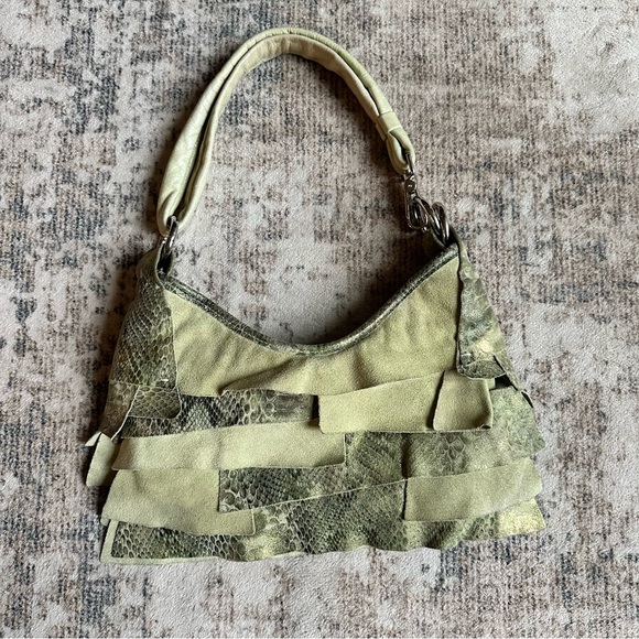 Pietro Alessandro Handbags - Pietro Alessandro Leather Suede
Tiered Shoulder‎ Bag Purse
Lime Green Snake Skin